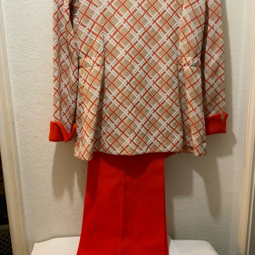 VINTAGE Mr. Bob of California 12  red  & cream Plaid Long Suits - Picture 6 of 14